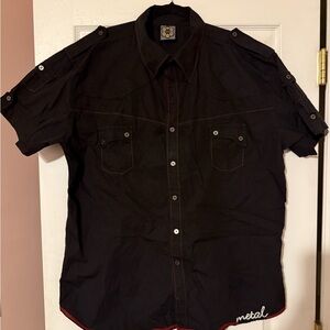 Black Label Black Short Sleeve Button Down Shirt